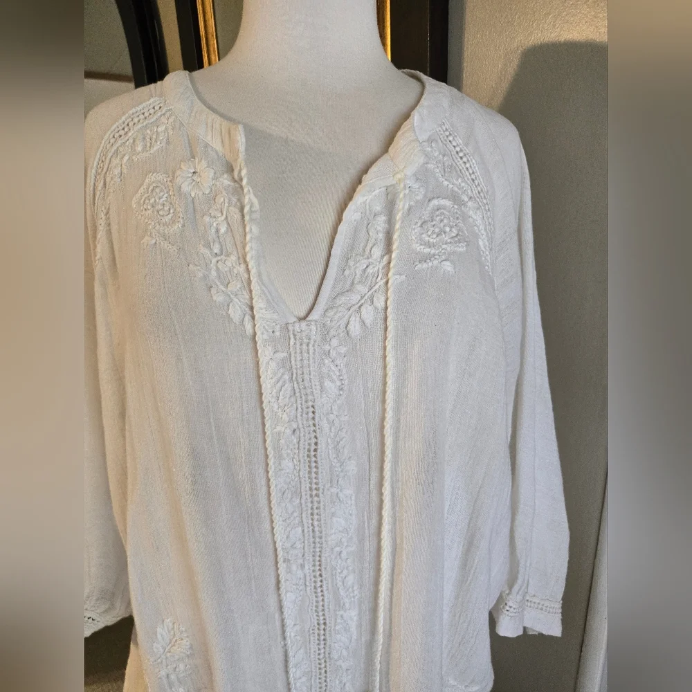 Rachel Zoe:Boho Cream Tunic Top - Picture 4 of 10